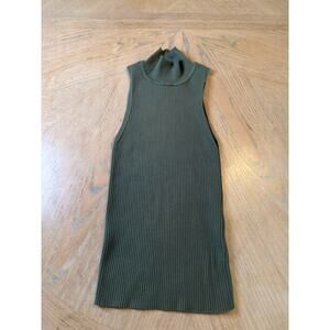 Wilfred Aritiza green ribbed mockneck sleeveless top size xs